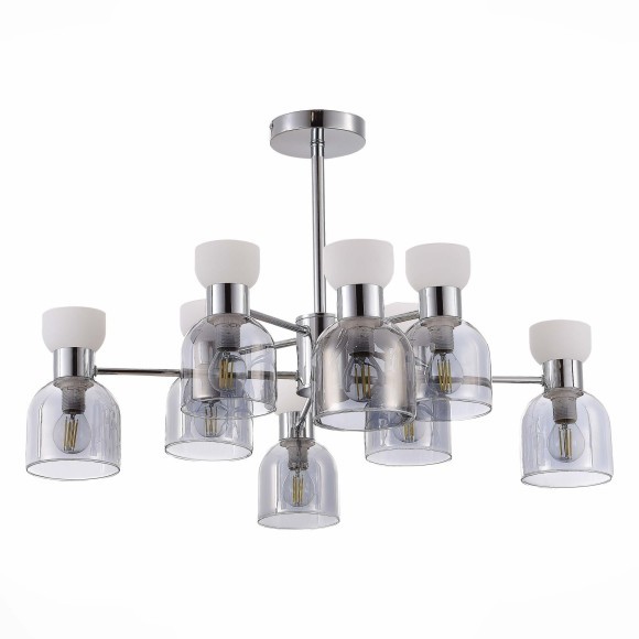 SLE1045-102-08 Светильник потолочный Хром/Белый, Дымчатый E14 8*40W VENTO SLE1045-102-08 Светильник потолочный Хром/Белый, Дымчатый E14 8*40W VENTO