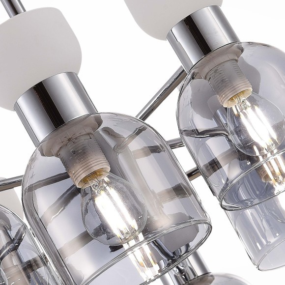 SLE1045-102-08 Светильник потолочный Хром/Белый, Дымчатый E14 8*40W VENTO SLE1045-102-08 Светильник потолочный Хром/Белый, Дымчатый E14 8*40W VENTO