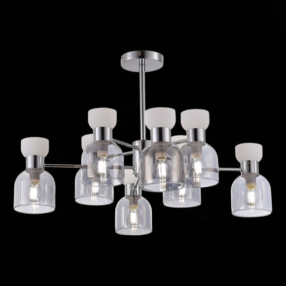 SLE1045-102-08 Светильник потолочный Хром/Белый, Дымчатый E14 8*40W VENTO SLE1045-102-08 Светильник потолочный Хром/Белый, Дымчатый E14 8*40W VENTO