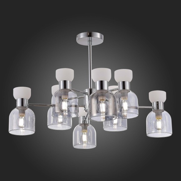 SLE1045-102-08 Светильник потолочный Хром/Белый, Дымчатый E14 8*40W VENTO SLE1045-102-08 Светильник потолочный Хром/Белый, Дымчатый E14 8*40W VENTO