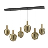 390466 EGLO FRUITERA Светодиодный подвес диммируемый по TRIAC с сенсорным и механическим выключателем, 44.1Вт, 6200Лм, 2700-6500K, 3 режима, сталь/стекло, черный/состаренная медь