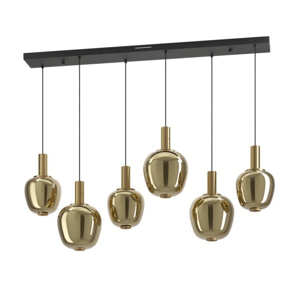 390466 EGLO FRUITERA Светодиодный подвес диммируемый по TRIAC с сенсорным и механическим выключателем, 44.1Вт, 6200Лм, 2700-6500K, 3 режима, сталь/стекло, черный/состаренная медь