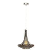 LSP-8992 Lussole МИЛАМ Подвесной светильник, металлическое основание цвета хром, серый стеклянный плафон, E27, 1 × 40 Вт, IP20, 220 В