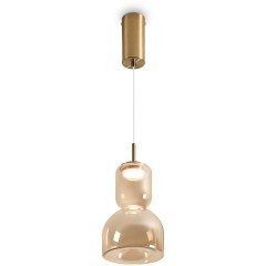 Freya Ore FR5636PL-L6AM Подвесной LED-светильник в стиле модерн, 6 Вт, 3000К, CRI 80, 350 лм, 120°, 220В, основание металл цвета латунь, плафон янтарное стекло, диаметр 140 мм, высота 450 - 2350 мм
