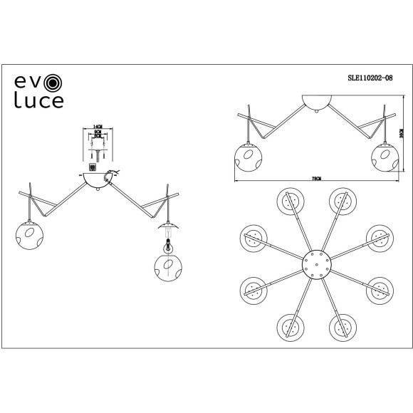 SLE110202-08 Светильник потолочный Белый/Янтарный E14 8*40W CALLETTA SLE110202-08 Светильник потолочный Белый/Янтарный E14 8*40W CALLETTA