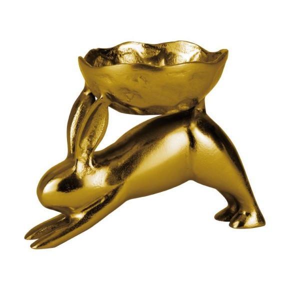 427299 AMBALAVA Статуэтка Заяц с чашей, алюминий, золотой, L200, B120, H150