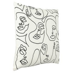 420059 Подушка декоративная CHEVERY, L450, B450, наволочка: 100% хлопок, белый, чёрный  наполнитель: 100% полиэстер