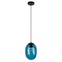 10427 Blue Loft It BUBBLE Подвесной светильник с чёрным основанием и синим стеклянным плафоном, E27, 1 × 60 Вт
