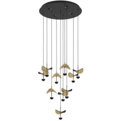 390339 Люстра диммируемая DRACERA, 10X2,3W (LED), 3000K, 2800lm, ?580, сталь, черный/сталь, черный, золотой