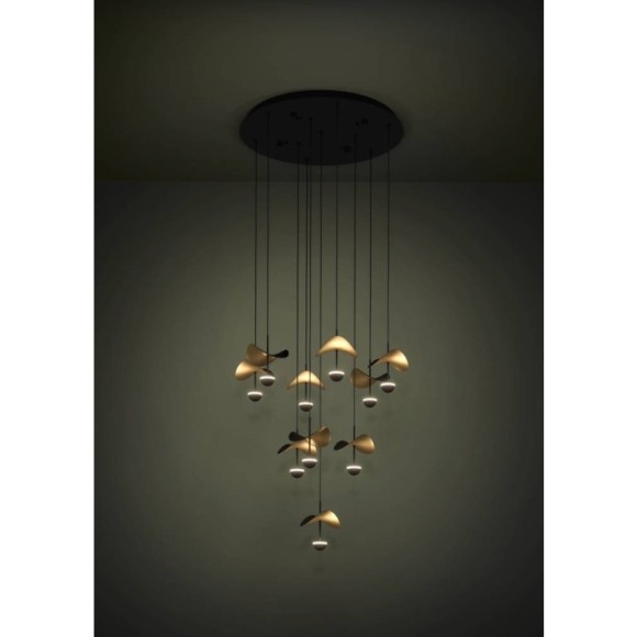 390339 Люстра диммируемая DRACERA, 10X2,3W (LED), 3000K, 2800lm, ?580, сталь, черный/сталь, черный, золотой