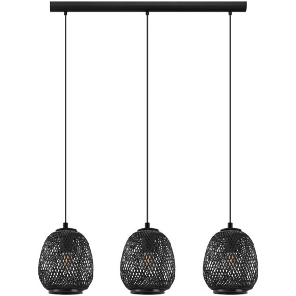 43266 Подвес DEMBLEBY, 3x40W (E27), L900, B200, H1100, сталь, черный/дерево, черный