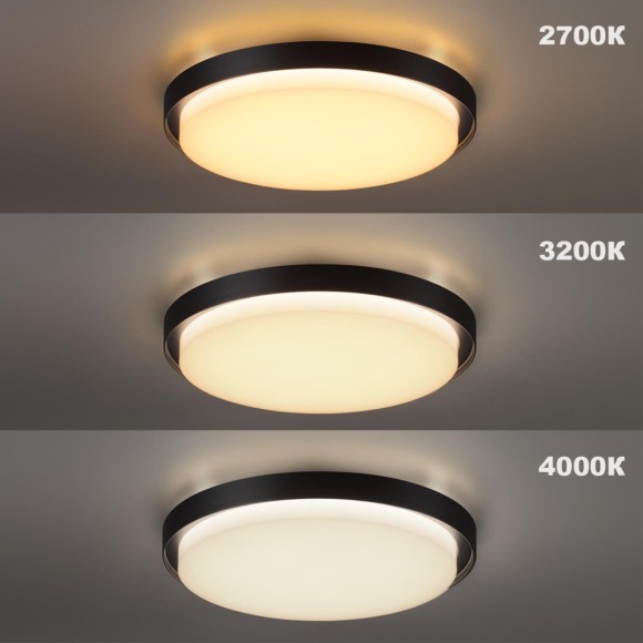 Novotech VIRTUO STREET 359721 Уличный круглый потолочный LED-светильник, 30Вт, 2600Лм, CCT перекл. цветовой температуры внутри корпуса 2700/3200/4000К, CRI90, 220-240В, IP65, черный алюминий и белый пластик, диаметр 290 мм, высота 64,3 мм