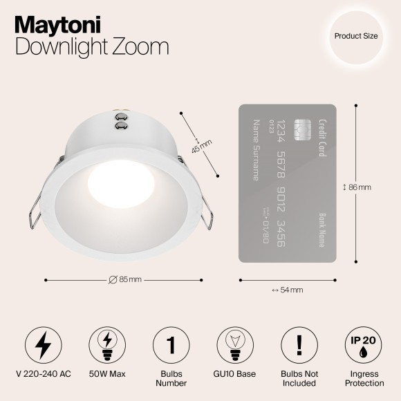 Встраиваемый светильник Maytoni DL032-2-01W Zoom IP65 под лампу 1xGU10 50W
