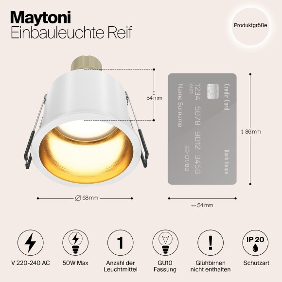 Встраиваемый светильник Maytoni DL049-01WG Reif под лампу 1xGU10 50W