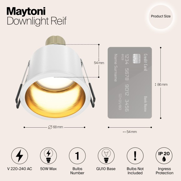 Встраиваемый светильник Maytoni DL049-01WG Reif под лампу 1xGU10 50W