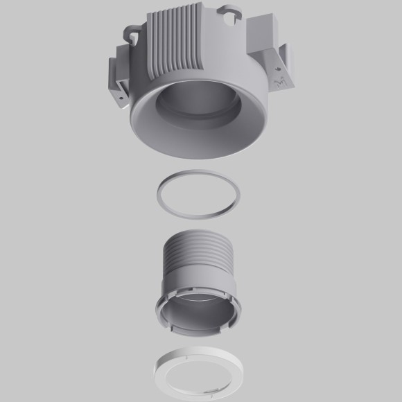 DL136-GU10-W Безрамочнный спот для ПВХ натяжных потолков под лампу GU10. В комплекте 3 белых и 1 черная рамка + антибликовый фильтр Maytoni Intro 2.0 Sharp