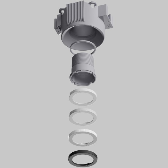 DL136-GU10-W Безрамочнный спот для ПВХ натяжных потолков под лампу GU10. В комплекте 3 белых и 1 черная рамка + антибликовый фильтр Maytoni Intro 2.0 Sharp