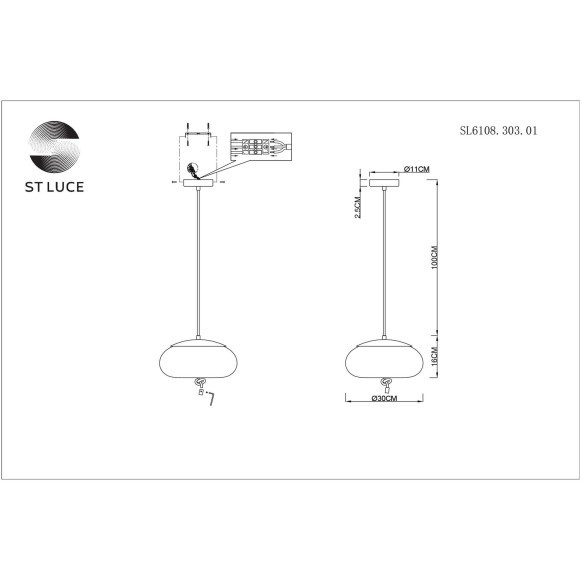 SL6108.303.01 Люстра подвесная ST-Luce Бронза/Янтарный LED 1*10W 3000K OZZIO