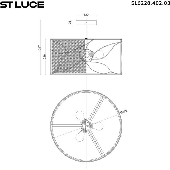 SL6228.402.03 Светильник подвесной ST-Luce Черный/Бежевый E27 3*60W ROOT