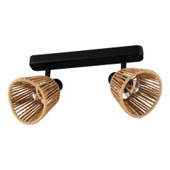 44129 KEELBY Спот настенный 2xE14 80Вт бумажный плафон коричневый черный 44129 KEELBY Спот настенный 2xE14 80Вт бумажный плафон коричневый черный