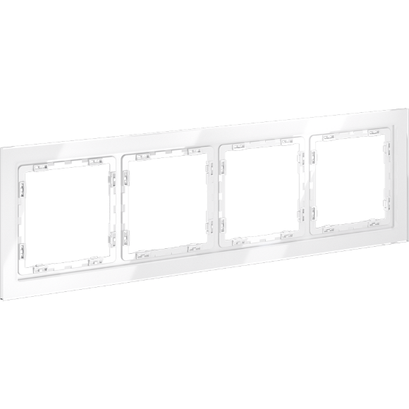 Рамка стеклянная VOLTUM S70 на 4 поста, (белый, стекло)
