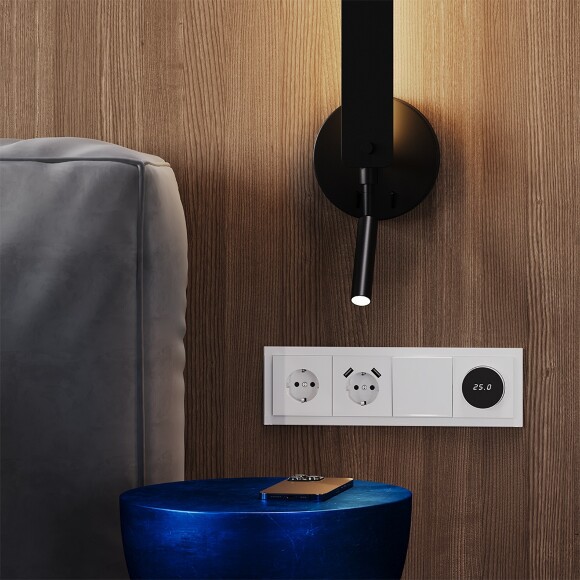 Рамка стеклянная VOLTUM S70 на 4 поста, (белый, стекло)