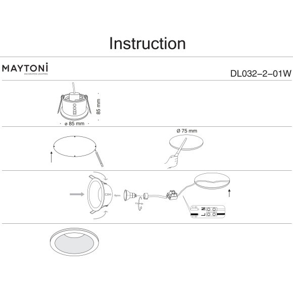 Встраиваемый светильник для ванной комнаты Maytoni Technical DL032-2-01W-1(N)