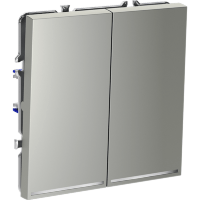 Проходной переключатель встраиваемый VOLTUM S70 двухклавишный с подсветкой 10А, (сталь)