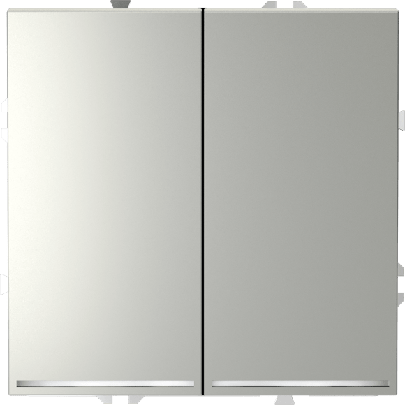 Проходной переключатель встраиваемый VOLTUM S70 двухклавишный с подсветкой 10А, (сталь)