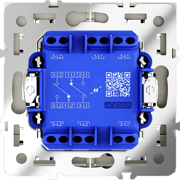 Проходной переключатель встраиваемый VOLTUM S70 двухклавишный с подсветкой 10А, (сталь)