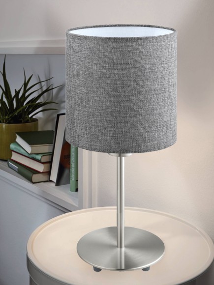 96376 PASTERI PASTERI Настольная лампа с цоколем E27, 60Вт, механический выключатель, ткань, никель 96376 PASTERI PASTERI Настольная лампа с цоколем E27, 60Вт, механический выключатель, ткань, никель