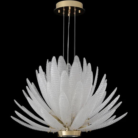 Crystal Lux ARTICHOKE SP8+1 GOLD 4150/309 Люстра подвесная дизайнерская, основание золото, прозрачное стекло артишок 8xE14 + LED 3000K 1500Лм, большая люстра для гостиной и зала
