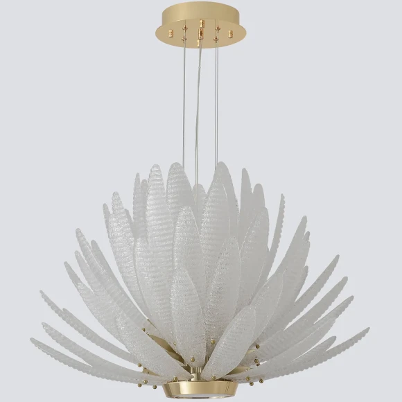 Crystal Lux ARTICHOKE SP8+1 GOLD 4150/309 Люстра подвесная дизайнерская, основание золото, прозрачное стекло артишок 8xE14 + LED 3000K 1500Лм, большая люстра для гостиной и зала
