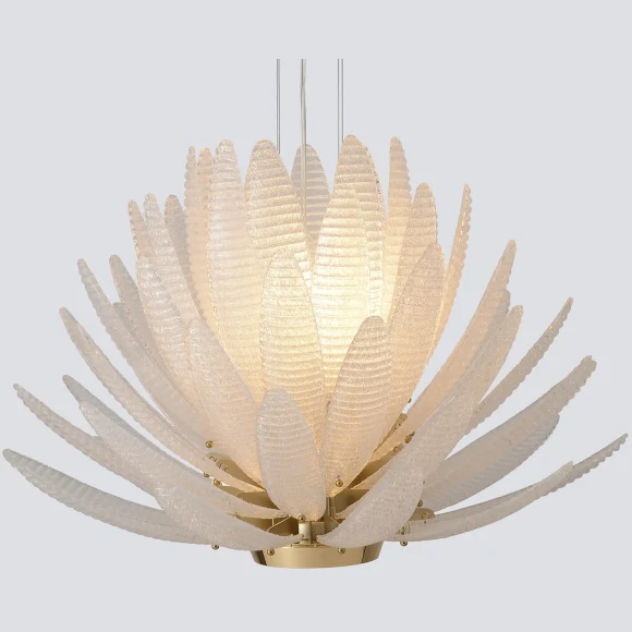 Crystal Lux ARTICHOKE SP8+1 GOLD 4150/309 Люстра подвесная дизайнерская, основание золото, прозрачное стекло артишок 8xE14 + LED 3000K 1500Лм, большая люстра для гостиной и зала