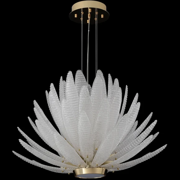 Crystal Lux ARTICHOKE SP8+1 GOLD 4150/309 Люстра подвесная дизайнерская, основание золото, прозрачное стекло артишок 8xE14 + LED 3000K 1500Лм, большая люстра для гостиной и зала