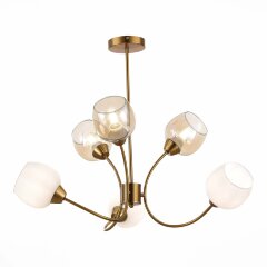 SLE1136-302-06 Светильник потолочный Латунь/Белый, Коньячный E27 6*60W TRATTI SLE1136-302-06 Светильник потолочный Латунь/Белый, Коньячный E27 6*60W TRATTI