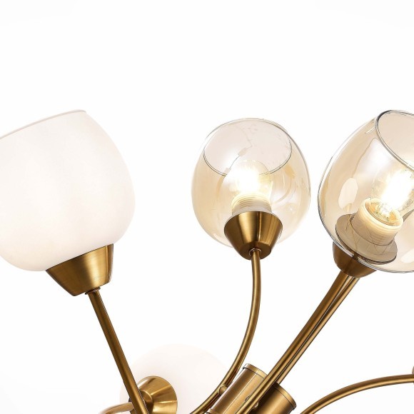 SLE1136-302-06 Светильник потолочный Латунь/Белый, Коньячный E27 6*60W TRATTI SLE1136-302-06 Светильник потолочный Латунь/Белый, Коньячный E27 6*60W TRATTI