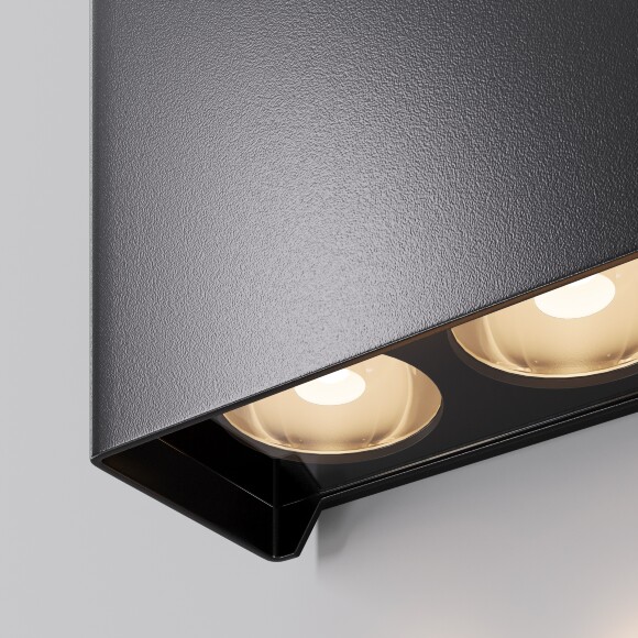 Maytoni Shell O505WL-L6B3K Черный уличный фасадный настенный светильник с узким лучом света, свет в одну сторону, 6Вт 450лм 3000К 7° CRI80 IP65 220V, 130x114x62мм, -40...+50°C