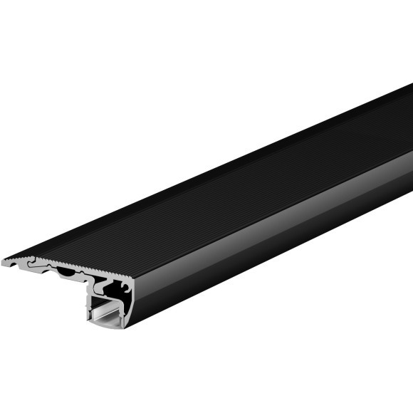 Maytoni ALM-5920-S-2M 636026 Специальный черный профиль для подсветки ступеней лестницы, антискользящая поверхность, 2 м, ленты шириной до 12 мм и мощностью до 20 Вт/м, рассеиватель в комплекте, заглушки покупаются отдельно