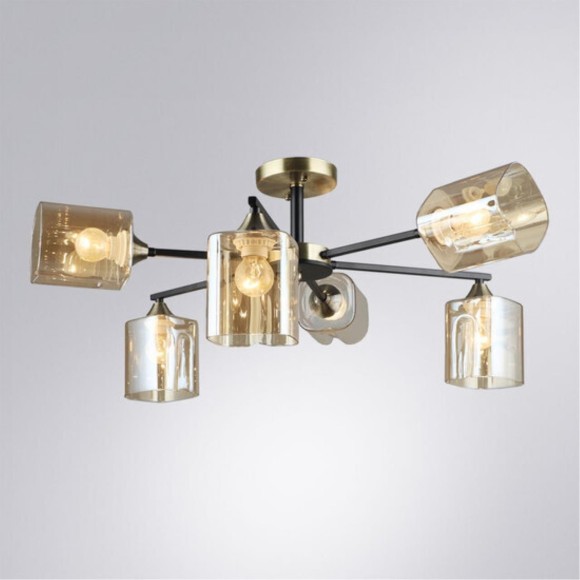 Потолочная люстра с 6 стеклянными плафонами под лампы E27 Arte Lamp MERCI A4185PL-6BK