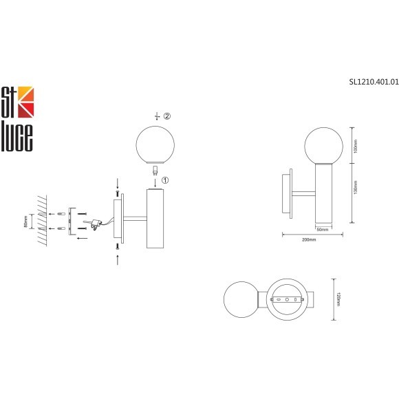SL1210.401.01 Светильник настенный ST-Luce Золотистый, Черный/Белый G9 1*5W PIETRA