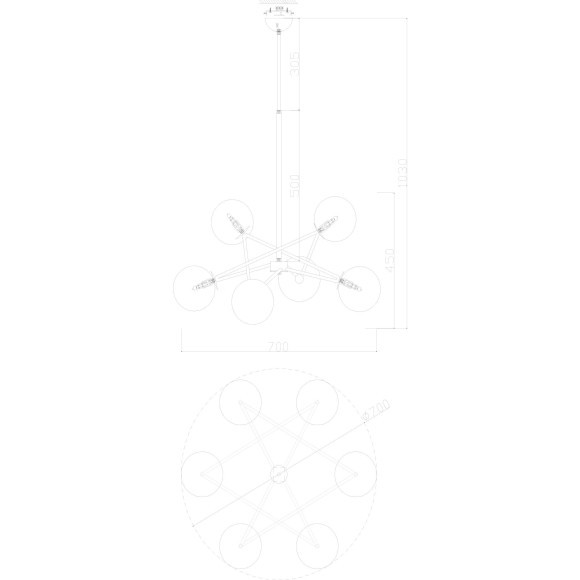 Люстра на штанге Freya FR5144PL-06TR Bumble под лампы 6xG9 35W