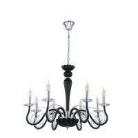 39127 MEDUNO Люстра потолочная классика с 8 лампами E14, 320Вт, хромированный, черное стекло