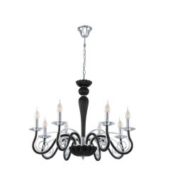 39127 MEDUNO Люстра потолочная классика с 8 лампами E14, 320Вт, хромированный, черное стекло 39127 MEDUNO Люстра потолочная классика с 8 лампами E14, 320Вт, хромированный, черное стекло