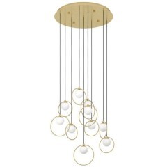 390345 Люстра диммируемая PORTOCOLOM, 10X3W (LED), 3000K, 3500lm, ?580, сталь, латунь, золотой/матовое опаловое стекло, белый