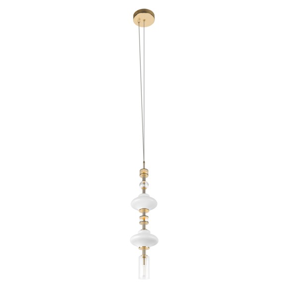 10423/A LOFT IT SPINDLE Подвесной светильник, бронзовое основание из металла и керамики, белый стеклянный плафон, E14, 1 × 40 Вт, IP20