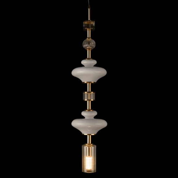 10423/A LOFT IT SPINDLE Подвесной светильник, бронзовое основание из металла и керамики, белый стеклянный плафон, E14, 1 × 40 Вт, IP20