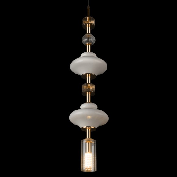 10423/A LOFT IT SPINDLE Подвесной светильник, бронзовое основание из металла и керамики, белый стеклянный плафон, E14, 1 × 40 Вт, IP20