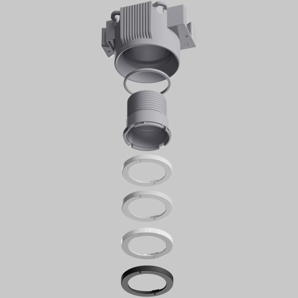 DL137-GU10-W Безрамочнный спот для ПВХ натяжных потолков под лампу GU10. В комплекте 3 белых и 1 черная рамка + антибликовый фильтр Maytoni Intro 2.0 Sharp