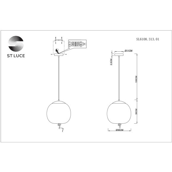 SL6108.313.01 Люстра подвесная ST-Luce Бронза/Янтарный LED 1*10W 3000K OZZIO